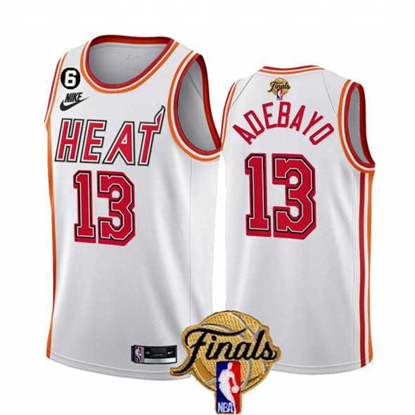 Men%27s Miami Heat #13 Bam Adebayo White 2023 Finals Classic Edition With NO.6 Patch Stitched Basketball Jersey->miami heat->NBA Jersey